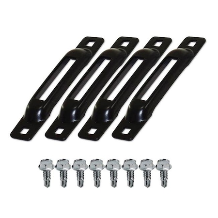 Snap-Loc Snap-Loc SLSB4FS Self-Drillng Screws E-Track Single Strap Anchors - Black Powder Coated; Pack of 4 SLSB4FS